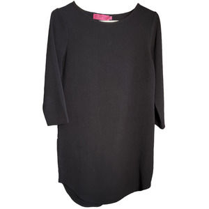 Boohoo Solid Black 3/4 Sleeve Slip-On Little Black Dress Size 4